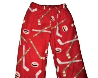 Kids fuzzy hockey pants, Fleece bottoms for boy or girl, Sports gift for grandkid, Birthday gift for boy or girl