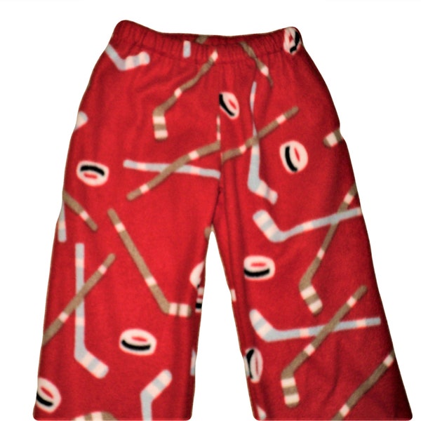 Kids fuzzy hockey pants, Fleece bottoms for boy or girl, Sports gift for grandkid, Birthday gift for boy or girl