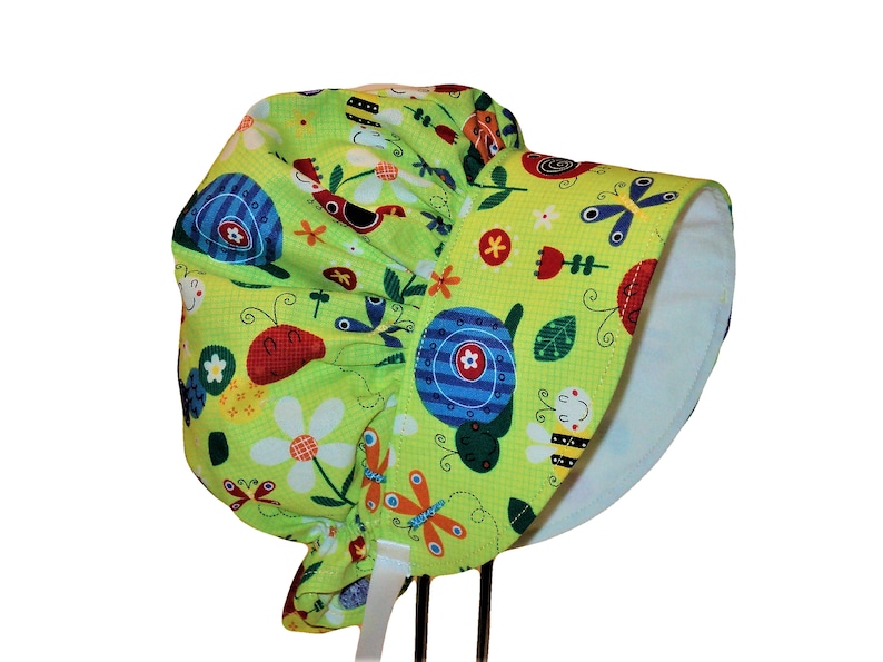 Garden Friends and Ladybugs Wide Brim Summer Hat Baby Sun Hat Toddler Hat Newborn Hat Baby Girl Sun Bonnet Baby Clothes Baby Bonnet