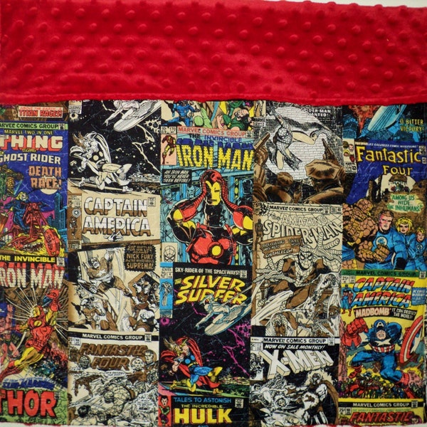 Superhero Baby Blanket - Baby Gift - Security Blanket - 19" X 23" -Made To Order - Marvel Comics Lovey - Baby Boy Blanket - Baby Shower -