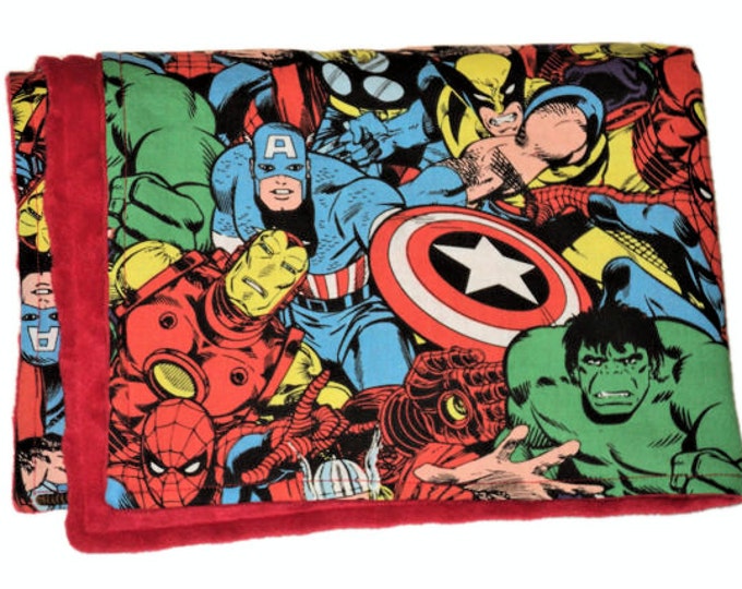 Superhero Baby Blanket, Security Blanket Lovey 19x23 Minky, Marvel