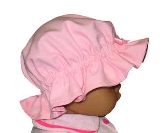 Ruffle Mop Cap Bonnet: Handmade Cotton Muffin Top Hat, Yellow, Pink, White Toddler Sunbonnet