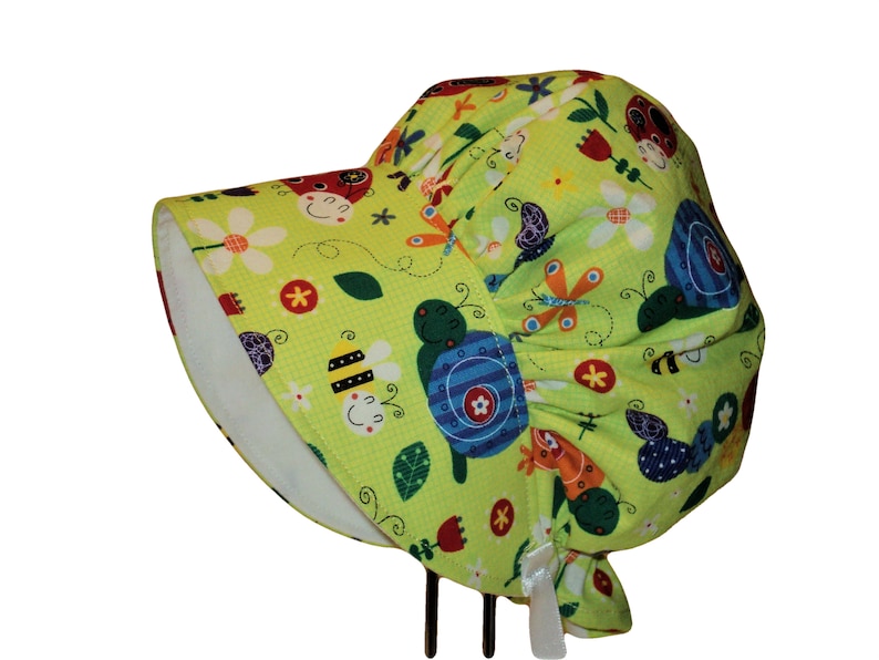 Garden Friends and Ladybugs Wide Brim Summer Hat Baby Sun Hat Toddler Hat Newborn Hat Baby Girl Sun Bonnet Baby Clothes Baby Bonnet