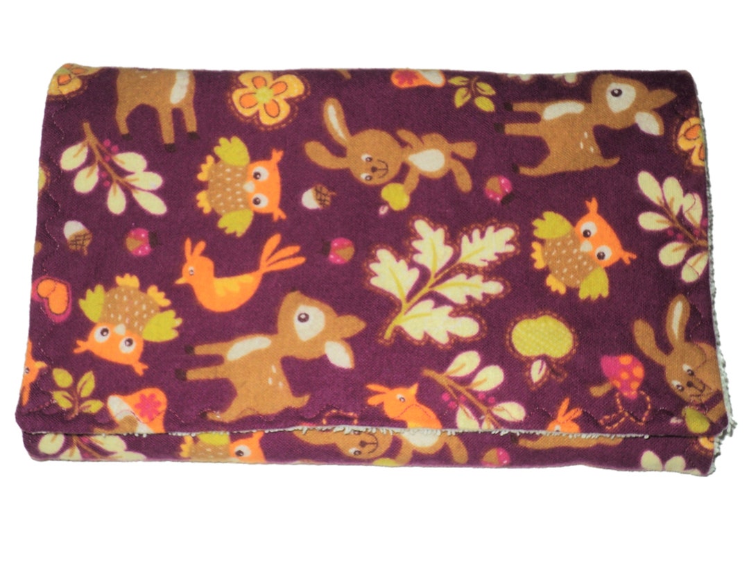 Woodland Burp Cloth, Burping Rag With Embroidered Edges, Handmade Baby