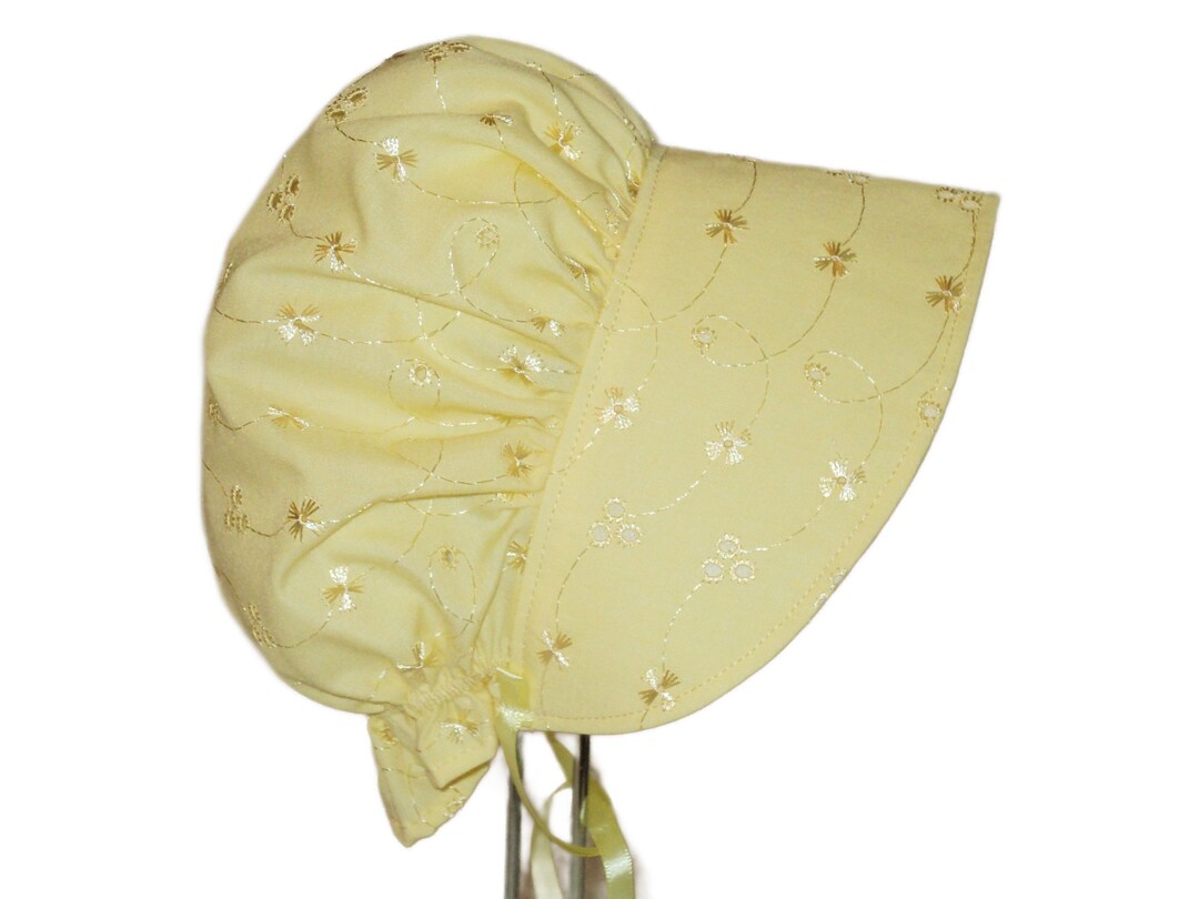 yellow-eyelet-bonnet-baby-girl-sun-hat-wide-brim-toddler-hat-etsy
