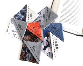 Custom Name Personalized Sports Bookmark, Golf, Hockey, Baseball, Basketball, Handmade Reader Gift