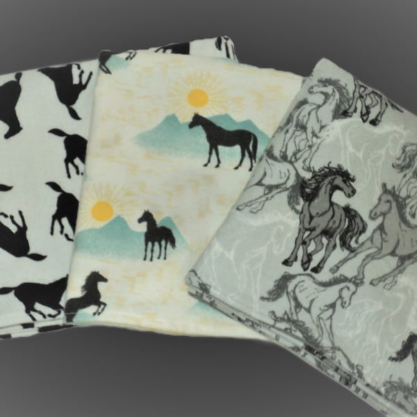 Horse flannel receiving blanket, Single layer swaddle blanket for boy or girl, Baby shower gift, Pony, Nursery