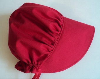 Baby bonnet, Girl sun hat, Toddler wide brim sun bonnet in red, white or pink, Vintage style Easter bonnet