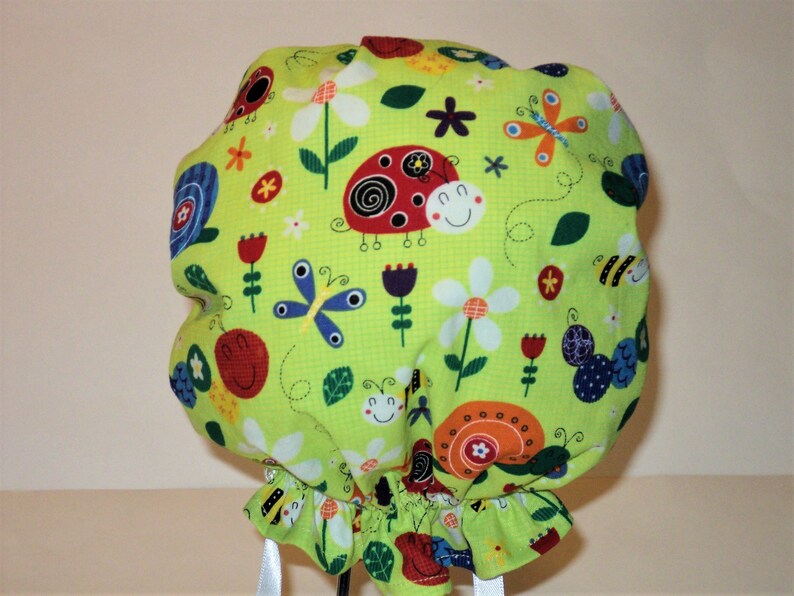Garden Friends and Ladybugs Wide Brim Summer Hat Baby Sun Hat Toddler Hat Newborn Hat Baby Girl Sun Bonnet Baby Clothes Baby Bonnet