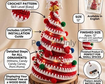 Crochet Christmas Tree Pattern, Christmas Tree Decor PDF, Tabletop Xmas Tree Pattern, Holiday Home Decor DIY, Instant Download