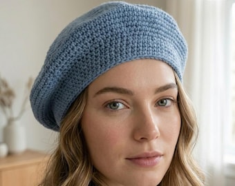 Crochet Beret Pattern Classic Round Hat PDF | Easy Weekend Project Handmade Beanie Pattern | Single Crochet Beret DIY Pattern
