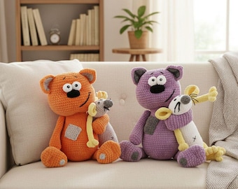 Patrón de crochet amigurumi: Gato y ratón PDF