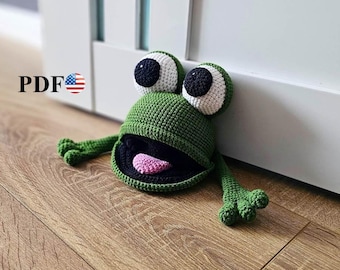 Amigurumi crochet pattern: Frog door stopper PDF