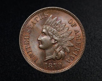 1870 Indian Head Penny  – Key Date US 1 Cent Coin – Vintage American Coin Reproduction – Collector Piece