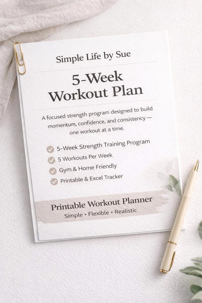 5 Week Strength Training Plan | Printable & Excel Workout Tracker (PDF ...