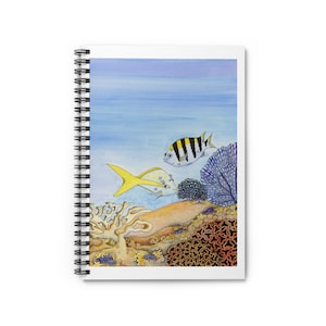 Ocean Coral Reef Spiral Notebook | Watercolor Fish Journal | 6x8 Ruled Pages