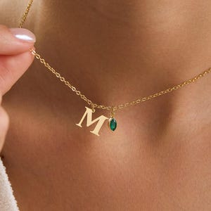 Personalized Gold initial Necklace, Birthstone necklaces , Mothers Day Gift , Letter Necklace, Customize Mother necklace , Gift for Mom