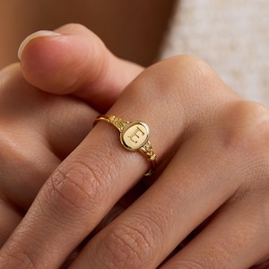 Personlig signetring med initialer, personliga bokstavsringar, mors dag-presenter, ringar för kvinnor