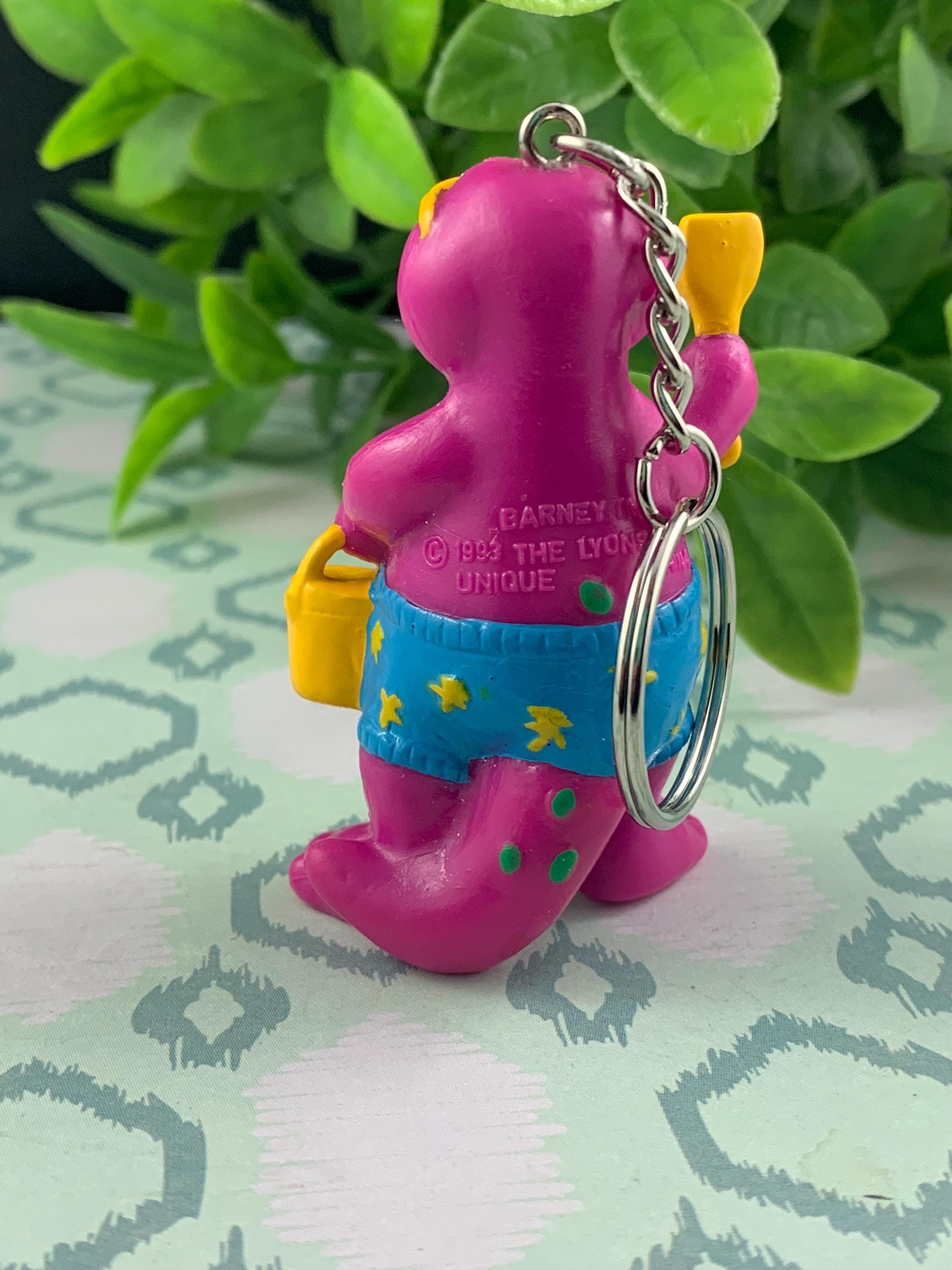 Barney Dinosaur Beach Ready Keychain – Upcycled Vintage Toy Charm ...
