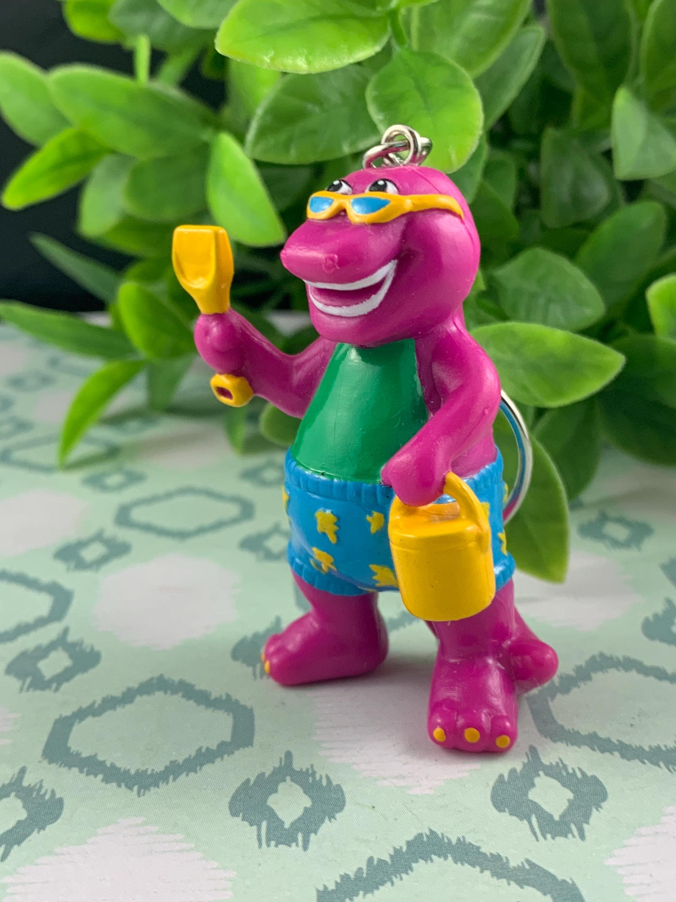 Barney Dinosaur Beach Ready Keychain – Upcycled Vintage Toy Charm ...