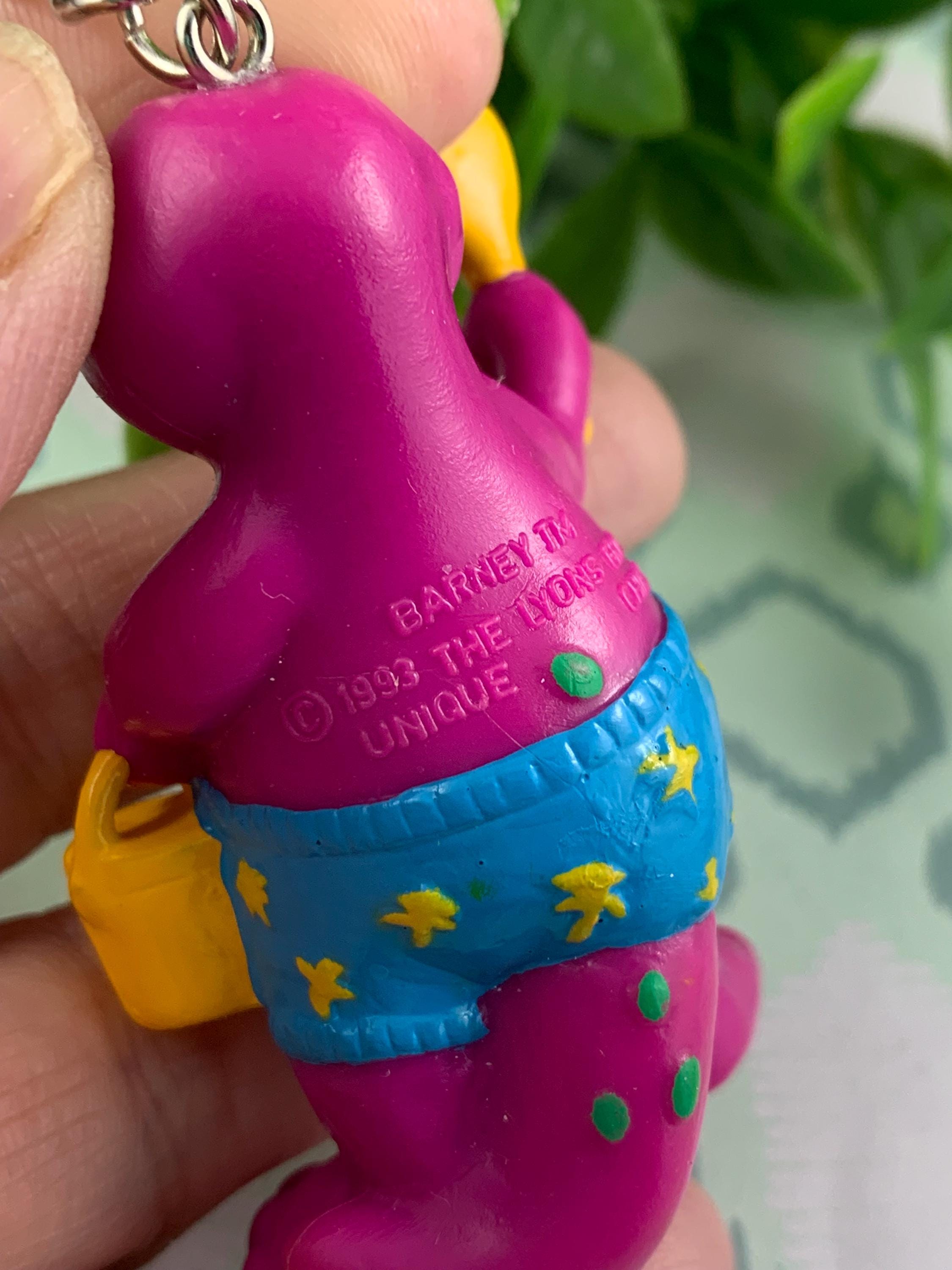 Barney Dinosaur Beach Ready Keychain – Upcycled Vintage Toy Charm ...