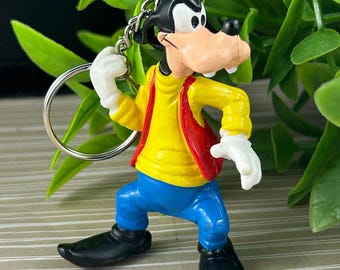 Llavero Goofy vintage de 1986 hecho a mano / Figura de Disney de Bullyland / Llavero Goofy retro de los 80 pintado a mano / Charm coleccionable de dibujos animados clásicos