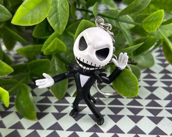 Llavero de Jack Skellington hecho a mano, dije de Pesadilla antes de Navidad / Llavero con figura del Rey Calabaza / Accesorio gótico adorable / Colección Disney