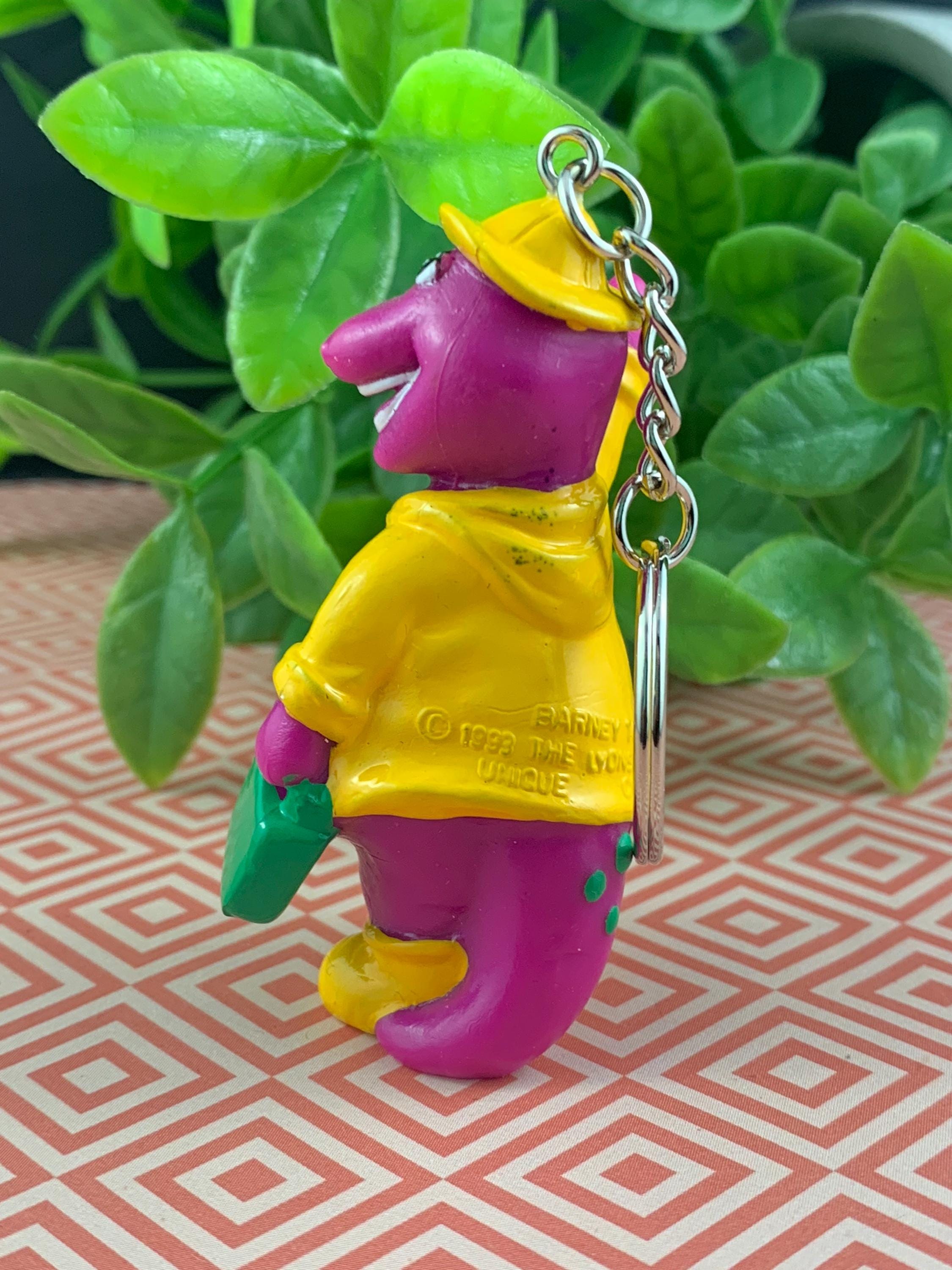 Barney Dinosaur Yellow Rainsuit Keychain – Upcycled Vintage Toy Charm ...