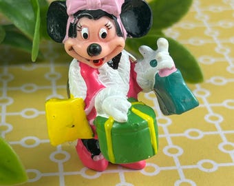 Llavero vintage de Minnie Mouse con aplausos, hecho a mano / Figura de Minnie de Disney Shopping / Llavero coleccionable clásico de Disney / Juguete de Walt Disney