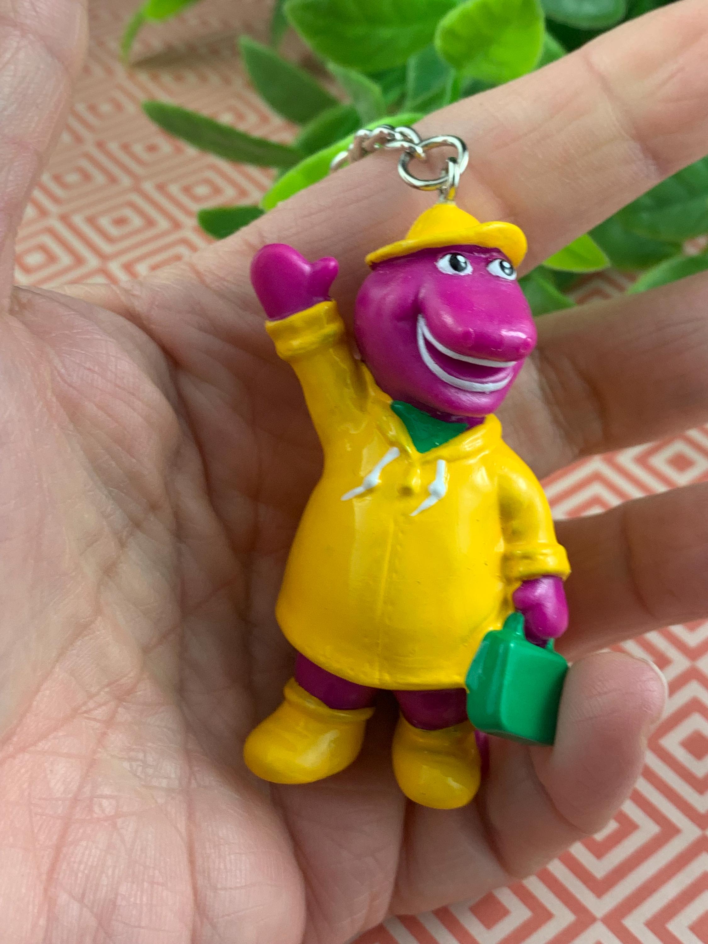 Barney Dinosaur Yellow Rainsuit Keychain – Upcycled Vintage Toy Charm ...