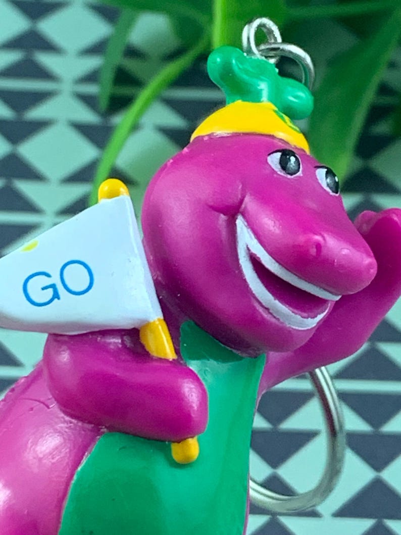Barney Dinosaur Team Spirit Keychain – Upcycled Vintage Toy Charm ...