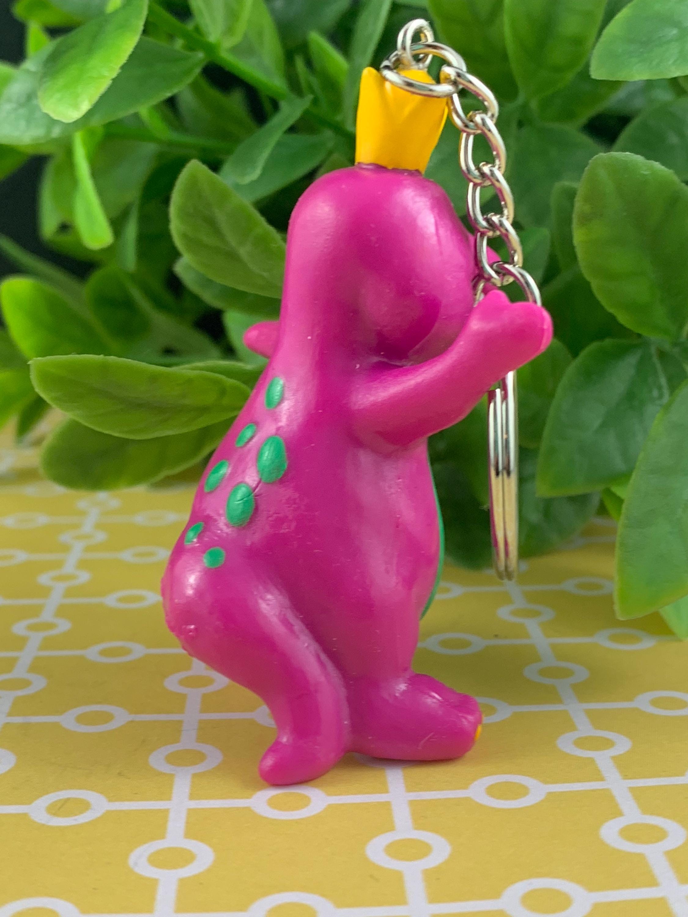 Barney Dinosaur Crowned Keychain – Upcycled Vintage Toy Charm – Cute ...