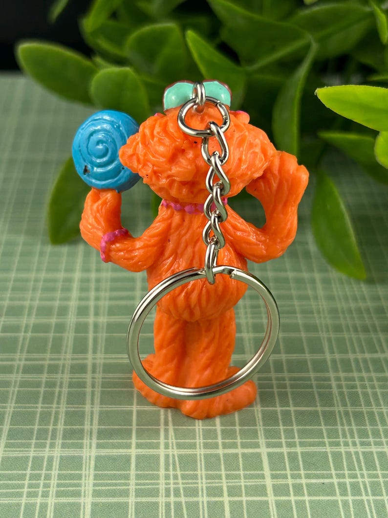 Vintage ZOE Sesame Street Keychain 1990s Handmade, Blue Lollipop Zoe ...