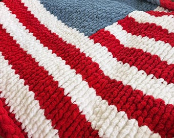 American Flag Hand Crocheted Blanket