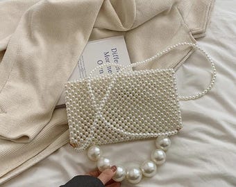 Bolso de novia con cuentas de perlas, clutch de noche, bolso elegante para mujer, regalo de novia o fiesta, regalo para amiga.