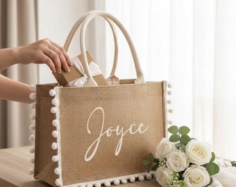 Bolsa de arpillera personalizada para novia, bolsa de boda con nombre personalizado, regalo para despedida de soltera, bolso rústico para novia.
