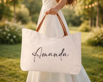 Bolsa de regalo personalizada para despedida de soltera, bolsa de lona personalizada para dama de honor con nombre, bolsa de regalo para fiesta de boda