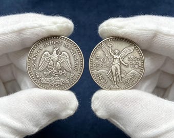 Mexico 50 Pesos 1921-1947 Silver Coin Winged Victory Centenario Foreign Collector Gift Souvenir
