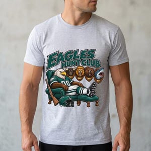Maglietta con la mascotte dei Philadelphia Eagles, maglietta per tifosi di football, grafica in stile fumetto (unisex)