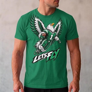 T-shirt Flying Eagle, mascotte de football américain, vert et blanc, pour les jours de match