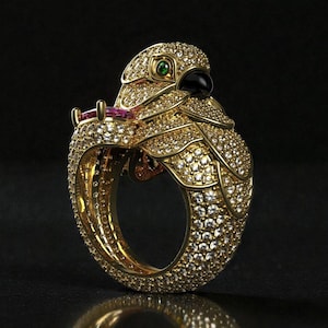 Pink Sapphire Parrot Ring,Tropical BirdJewelryAnimal StatementRing,Sapphire Bird Ring,Unique Nature Jewelry Gift forWomen thanksgiving gift