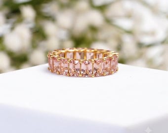 Morganiet verloving smaragd geslepen roségouden belofte huwelijksverjaardagscadeau voor vrouwen, unieke bruiloft bruidsring jubileumcadeau