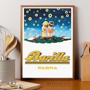 Impressão de macarrão | arte IMPRIMÍVEL da parede, poster vintage de Barilla | Comida Italiana Imprimir | Decoração de cozinha | Presente gastronômico | VP42