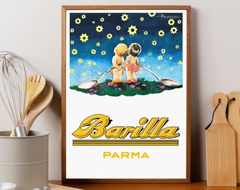 affiche Barilla des années 1920 | art mural vintage IMPRIMABLE | Impression d'art cuisine italienne | Décoration de cuisine | Cadeaux de pâtes | VP42