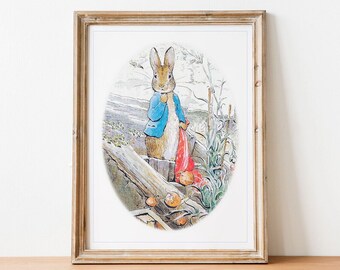 Art mural imprimable PETER RABBIT | Décoration boisée pour chambre de bébé | Impressions Beatrix Potter en téléchargement numérique | NU 6