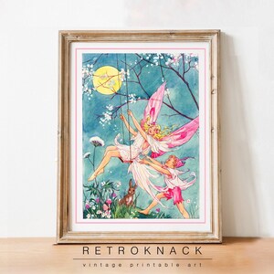 FAIRY On A Swing | Nursery Wall Art PRINTABLE | Enchanted Forest Deco, Watercolor | Digital Download | FY16