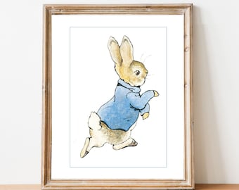 Impressions Beatrix Potter | Art mural imprimable | PIERRE LAPIN Pépinière | Décoration boisée pour chambre de bébé | NU33