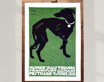 Black Greyhound Dog Poster | Printable Wall Art German Avant Garde | Vintage 20s Advert | Art Deco Digital Prints | VP9