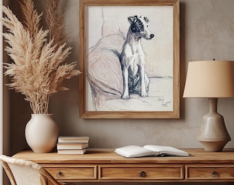 Stampa artistica da parete con cane / Ritratto di Fox Terrier liscio / Stampa artistica con cane di Cecil Aldin / AK12