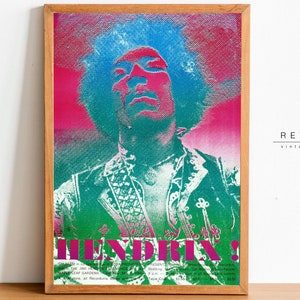 Jimi Hendrix Poster | Printable Wall Art, Rock Art 60’s Concert | Psychedelic Art, Pop Art | Music Lovers Gift | VP89